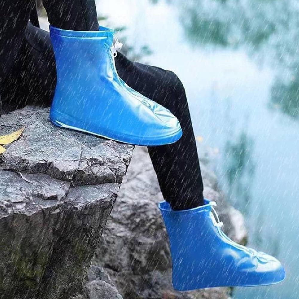 Capa De Chuva Sapato Tenis Moto Protetor Impermeavel Bota Ajustavel Com Ziper Motoqueiro Calcados Trilha Cor:azul;uso:l - 3