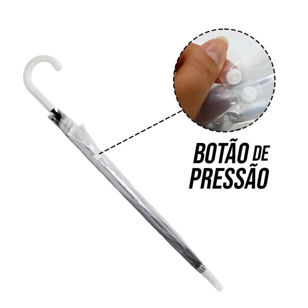 Guarda Chuva Transparente Automatico Bengala Grande Resistente Cabo Curvo Portaria Seca Rapido Adulto Unissex - 4