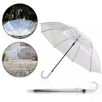 Guarda Chuva Transparente Automatico Bengala Grande Resistente Cabo Curvo Portaria Seca Rapido Adulto Unissex - 1