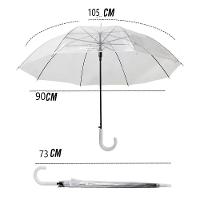 Guarda Chuva Transparente Automatico Bengala Grande Resistente Cabo Curvo Portaria Seca Rapido Adulto Unissex - 5