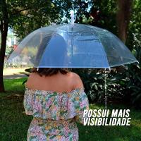 Guarda Chuva Transparente Automatico Bengala Grande Resistente Cabo Curvo Portaria Seca Rapido Adulto Unissex - 7