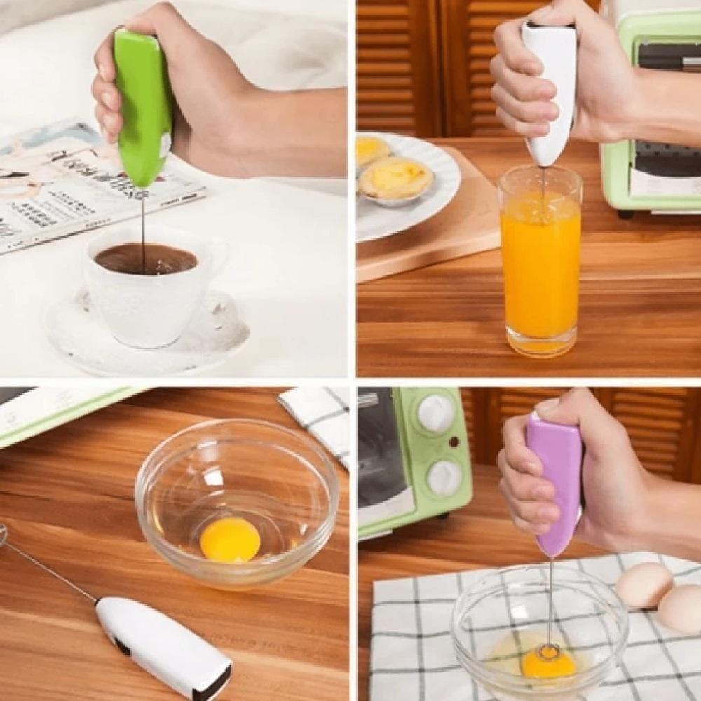 Mini Mixer Batedor Misturador Giratorio A Pilha Para Bebidas Café Cappuccino Milk Shake Ovos - 5