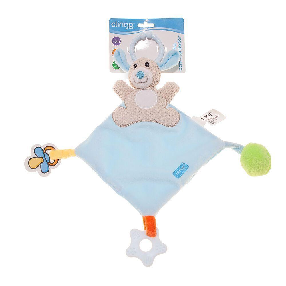 Naninha Urso Azul Conforto Com Suporte Para Chupeta E Mordedor Para Bebês - 2