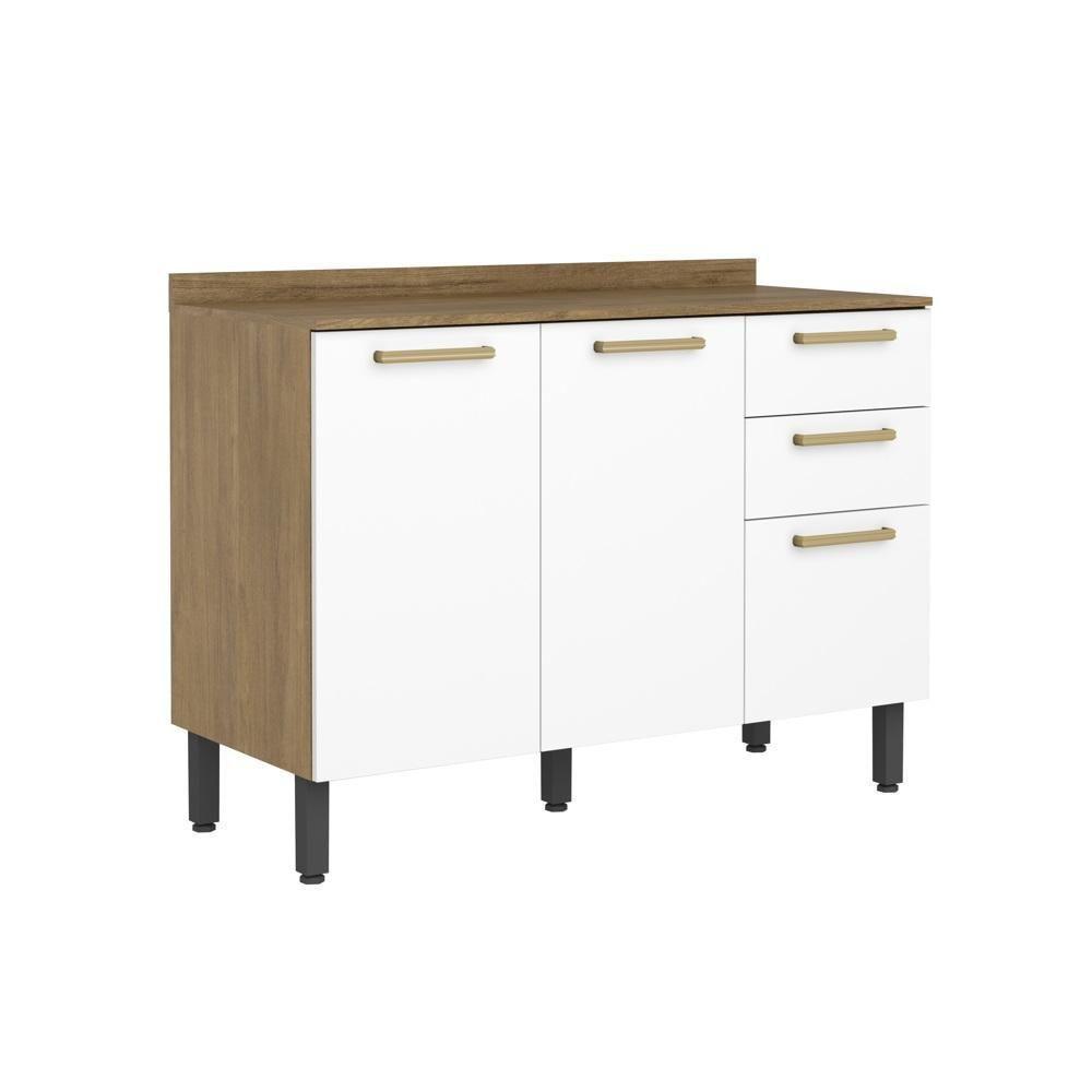 Cozinha Completa 8 Portas 3 Gavetas Branco Carvalho Axé Bertolini Branco Carvalho - 8