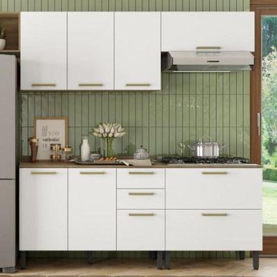 Cozinha Completa 8 Portas 3 Gavetas Branco Carvalho Axé Bertolini Branco Carvalho