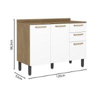 Cozinha Completa 8 Portas 3 Gavetas Branco Carvalho Axé Bertolini Branco Carvalho