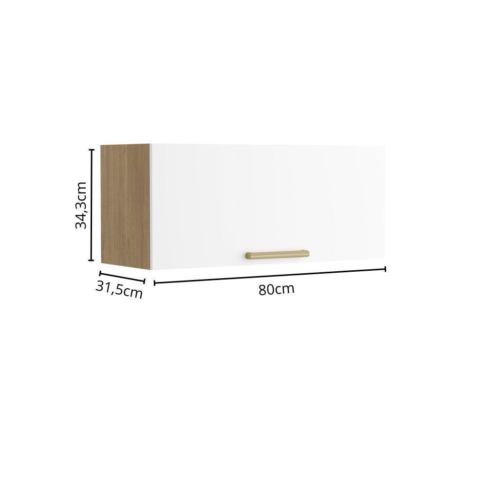 Armário Aéreo 80cm Porta Basculante Branco Axé Bertolini Branco Carvalho - 2