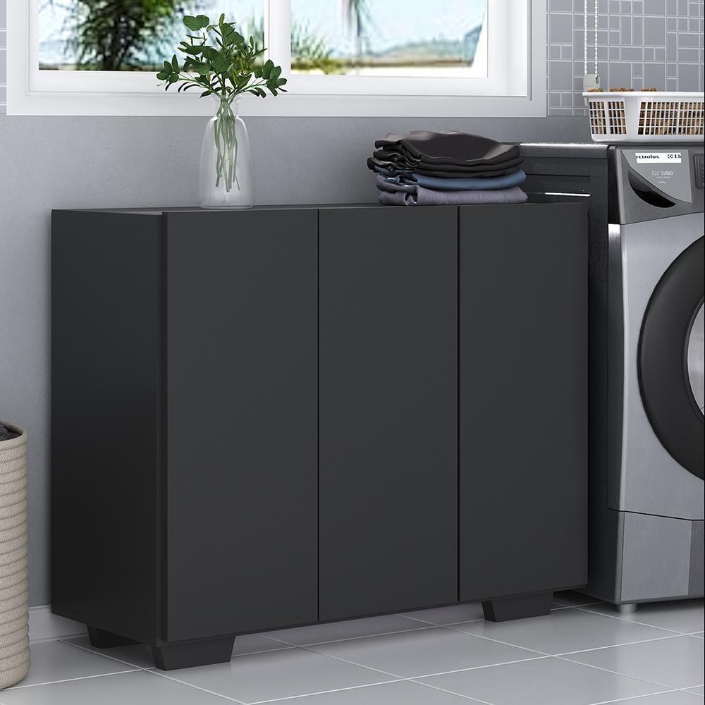 Armário Lavanderia Com 3 Portas 90 Cm Mp5034 Preto - 2