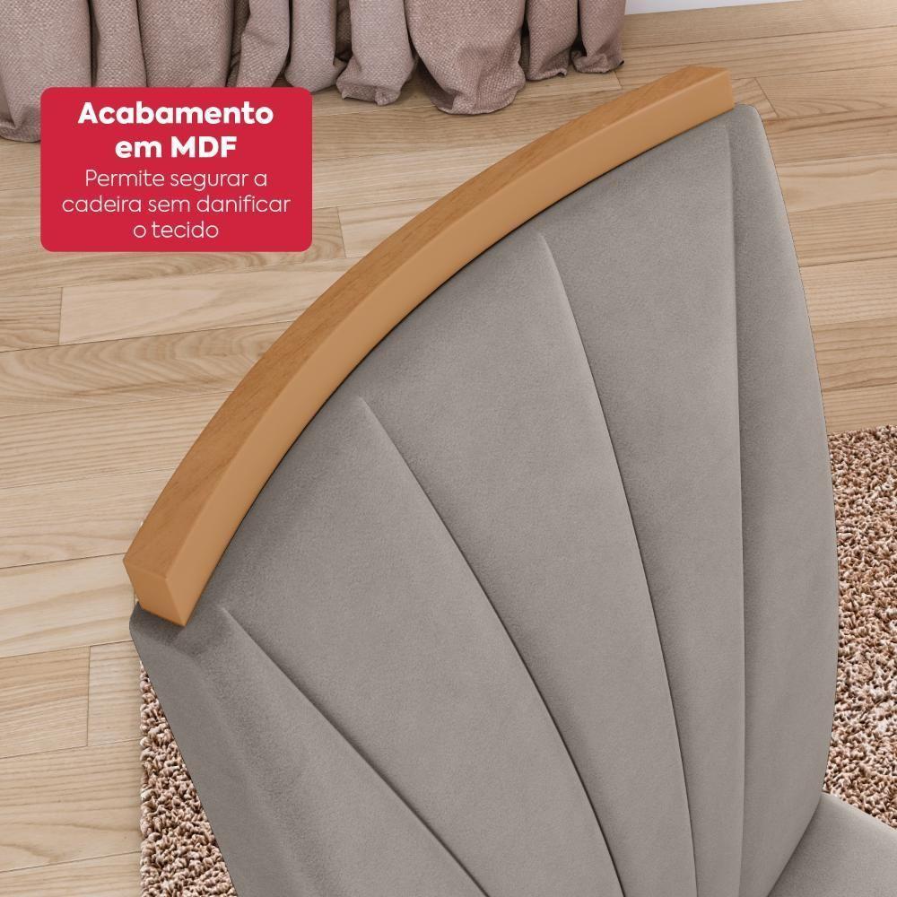 Conjunto Jantar Easy Pop 170x90 Vidro/mdf 6 Cadeiras Veludo Capuccino Amêndoa/off White - 8