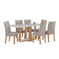 Conjunto Jantar Easy Pop 170x90 Vidro/mdf 6 Cadeiras Veludo Capuccino Amêndoa/off White - 2