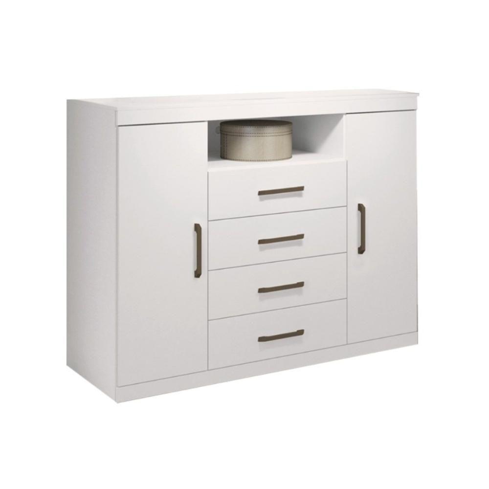 Cômoda De Quarto Master C/ 2 Portas 1 Nicho E 4 Gavetas Branco Santos Andirá - 1