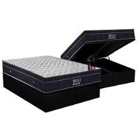 Cama Box Baú Queen: Colchão Molas Ortobom Nanolastic Airtech Progressive + Base CRC Suede Black(158x198) - 1