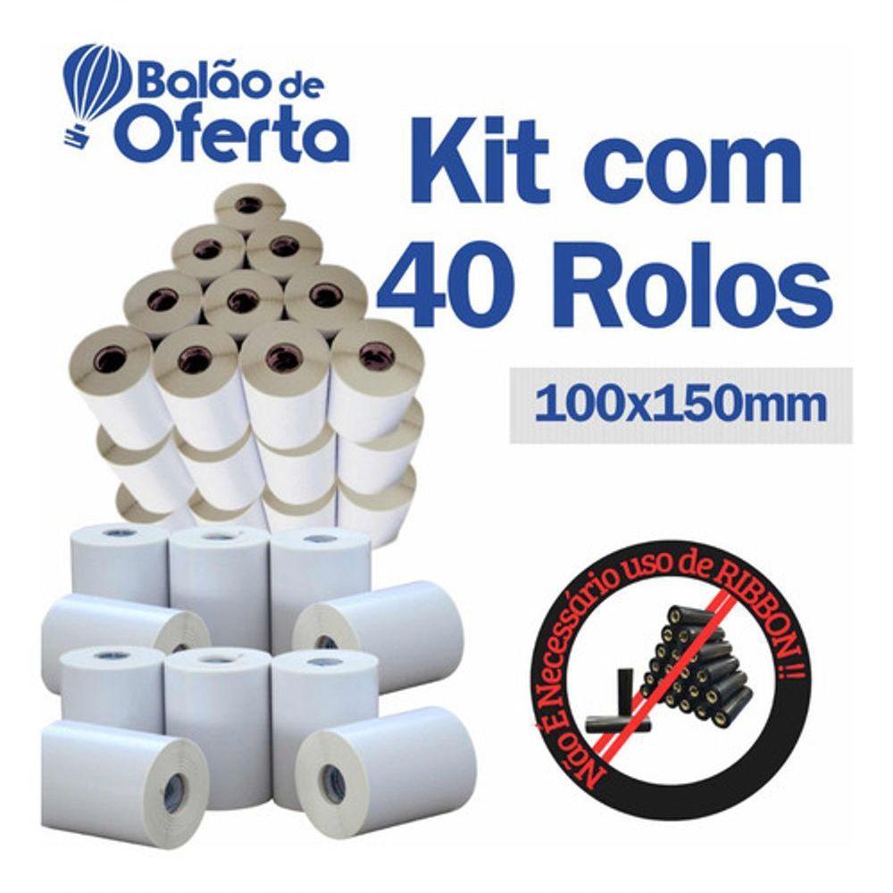 Kit 40 Rolos Etiqueta Térmica 10x15 (100x150) Rolo C/ 200 - 2