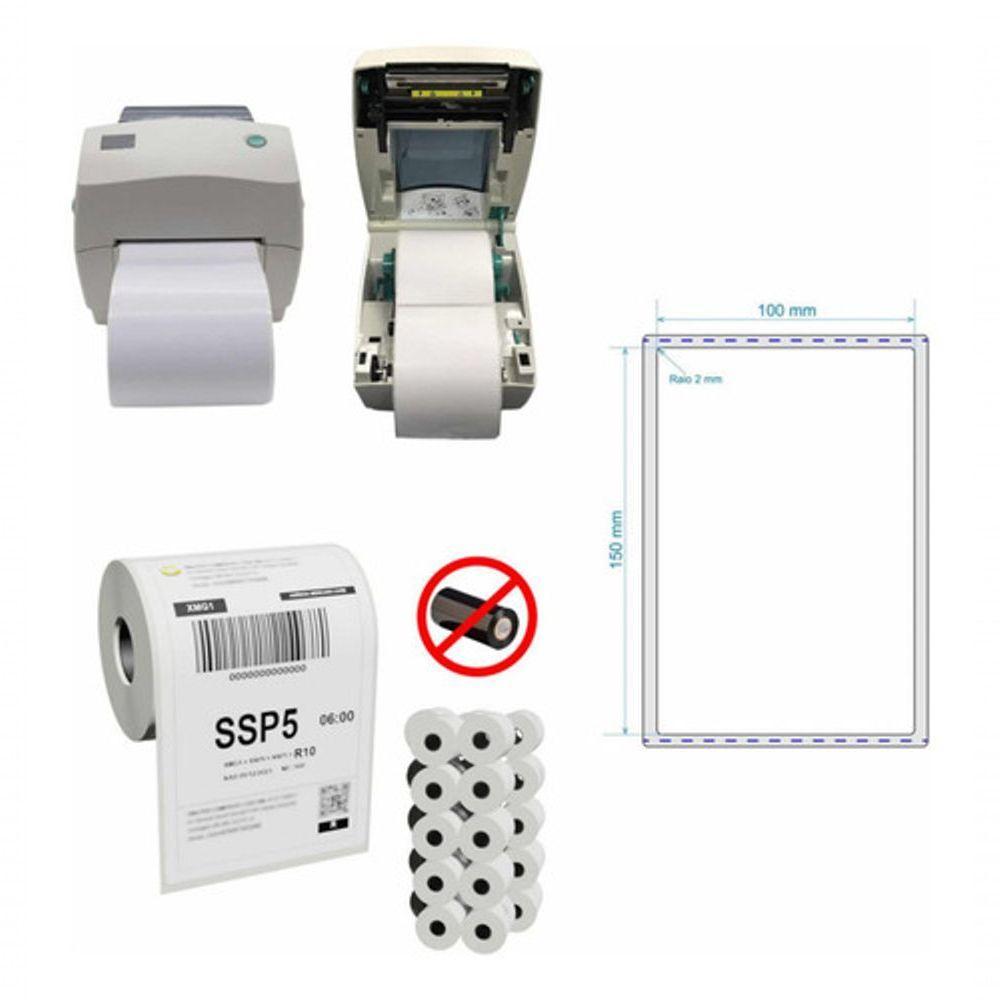 Kit 50 Rolos Etiqueta 10x15 100x150 Couche Serrilha - 5