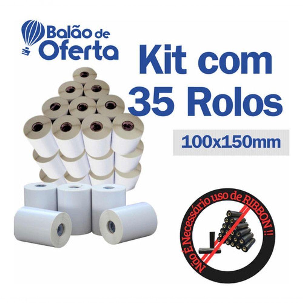 Kit 35 Rolos Etiqueta Térmica 10x15 (100x150) Rolo C/ 200 - 2