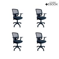 Kit 4 Cadeiras De Escritório Diretor Oficial Ergon Uni + E-book - 2
