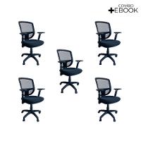Kit 5 Cadeiras De Escritório Diretor Oficial Ergon Uni + E-book - 2