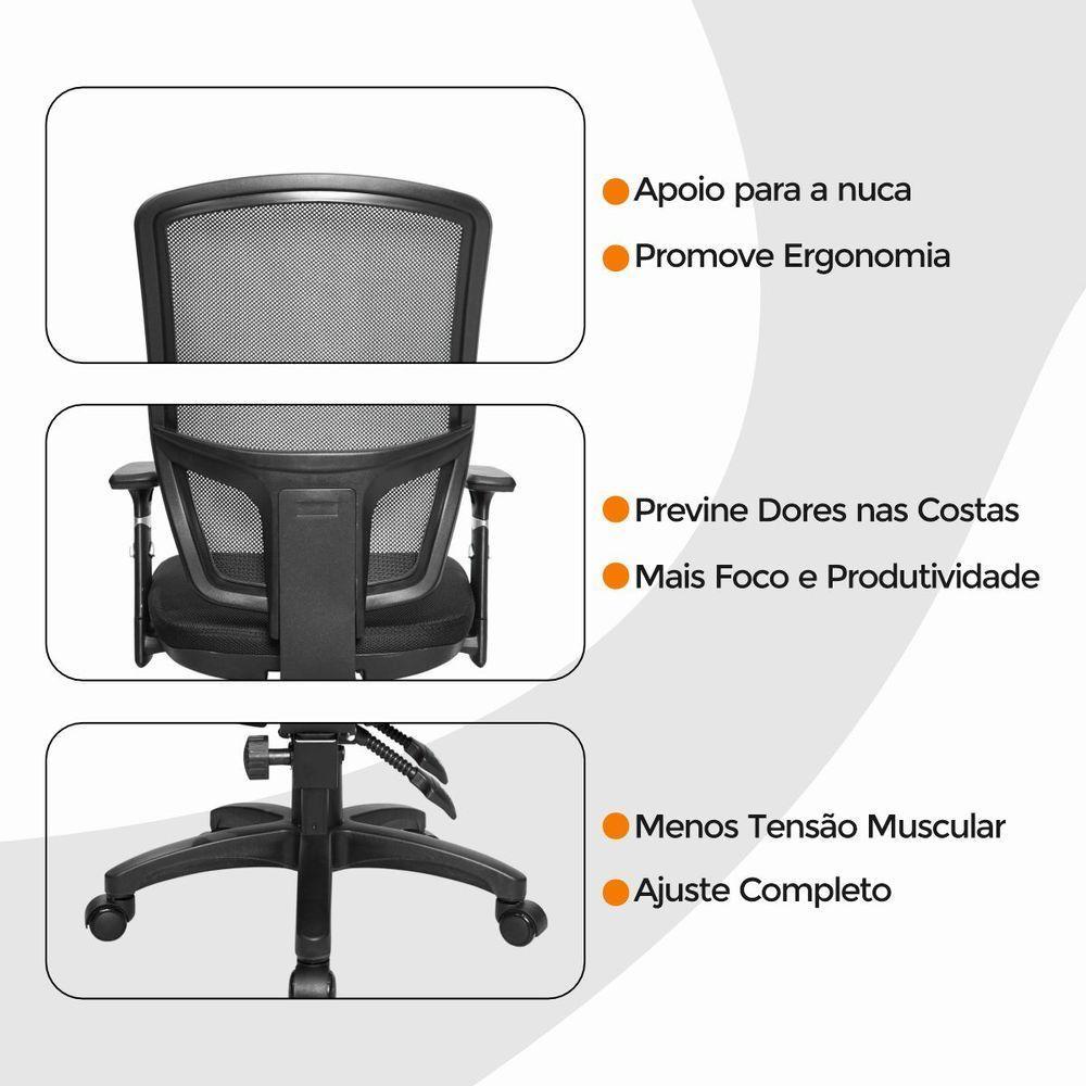 Kit 6 Cadeiras De Escritório Diretor Oficial Ergon Uni + E-book - 2