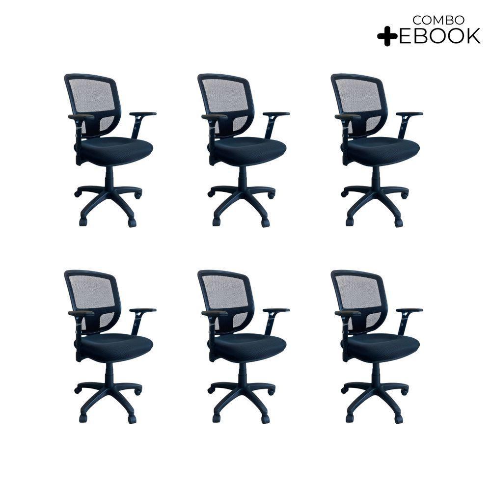 Kit 6 Cadeiras De Escritório Diretor Oficial Ergon Uni + E-book - 4