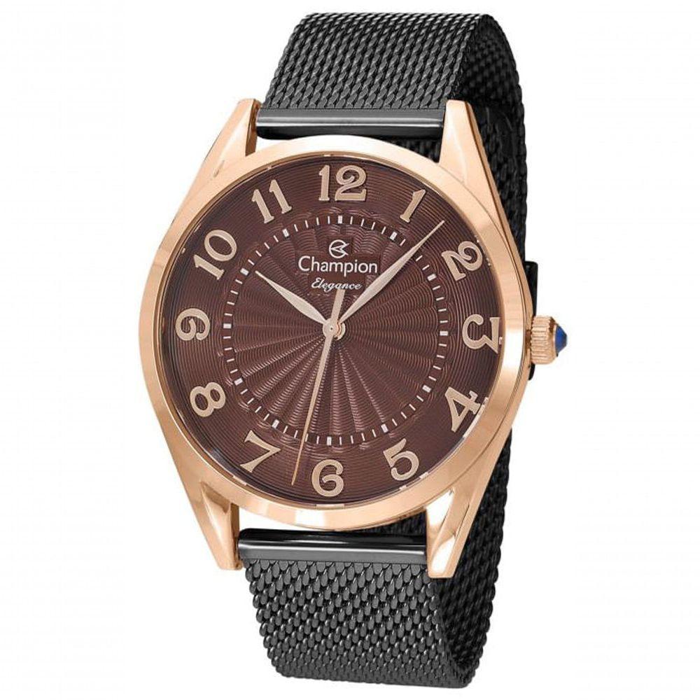 Relógio Champion Feminino Preto Rosê Esteira Cn24459z - 1