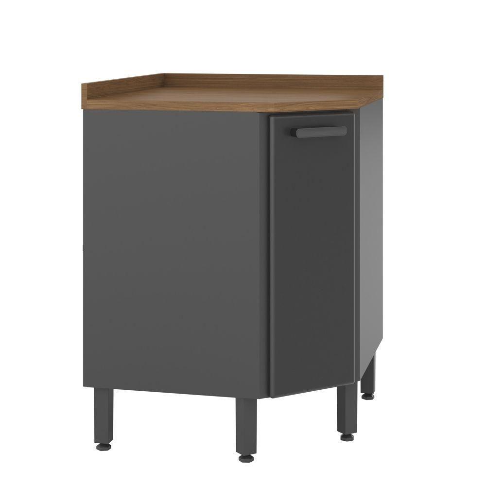 Balcão De Aço De Canto Com Tampo 1 Porta Grafite Bertolini Grafite - 1