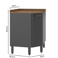 Balcão De Aço De Canto Com Tampo 1 Porta Grafite Bertolini Grafite - 2