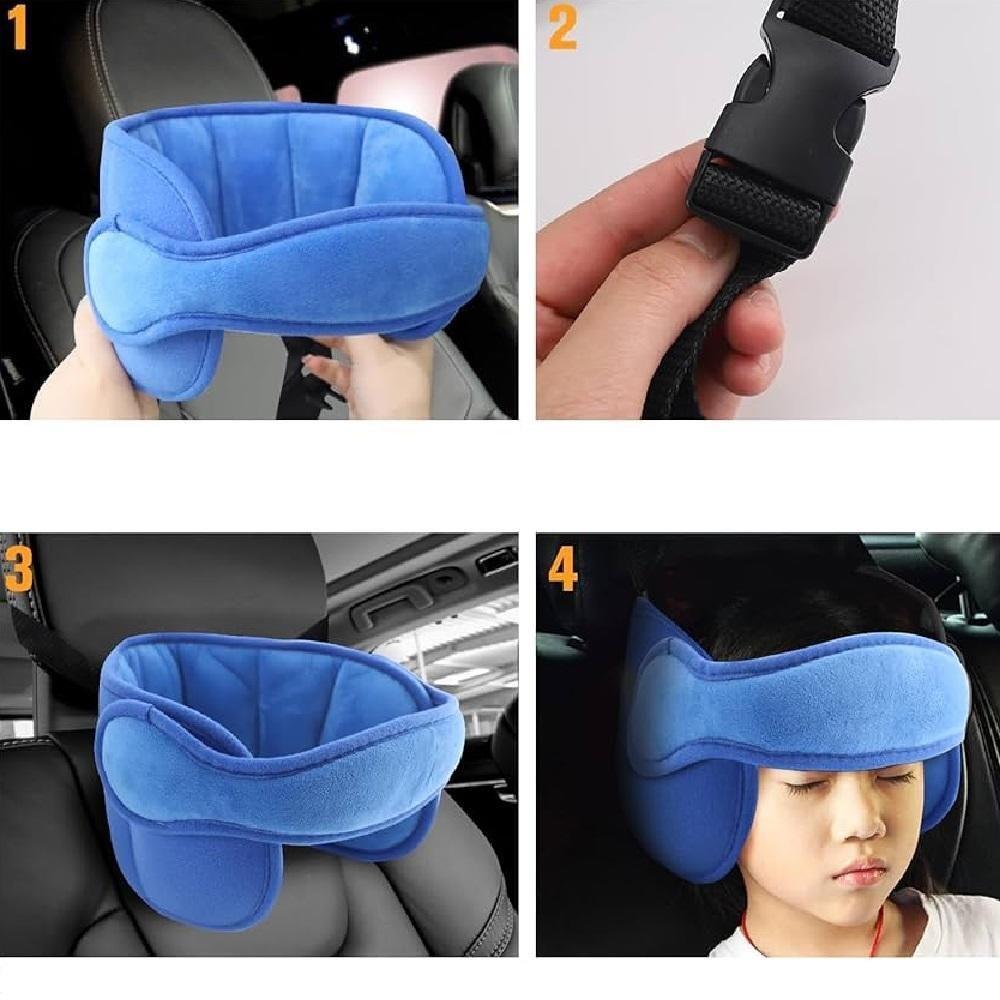 Apoio Faixa Ajustavel Para Cabeca Almofada Protecao Infantil Viagem Passeio Dia A Dia Carro Bebe Pescoco Azul - 5