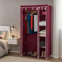 Guarda Roupa Portatil Duplo Cabideiro Arara 4 Prateleiras Sapateira Organizador Desmontavel Viagem Praia Vermelho - 2