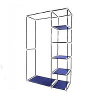 Guarda Roupa Portatil Duplo Cabideiro Arara 4 Prateleiras Sapateira Organizador Desmontavel Viagem Praia Vermelho - 5