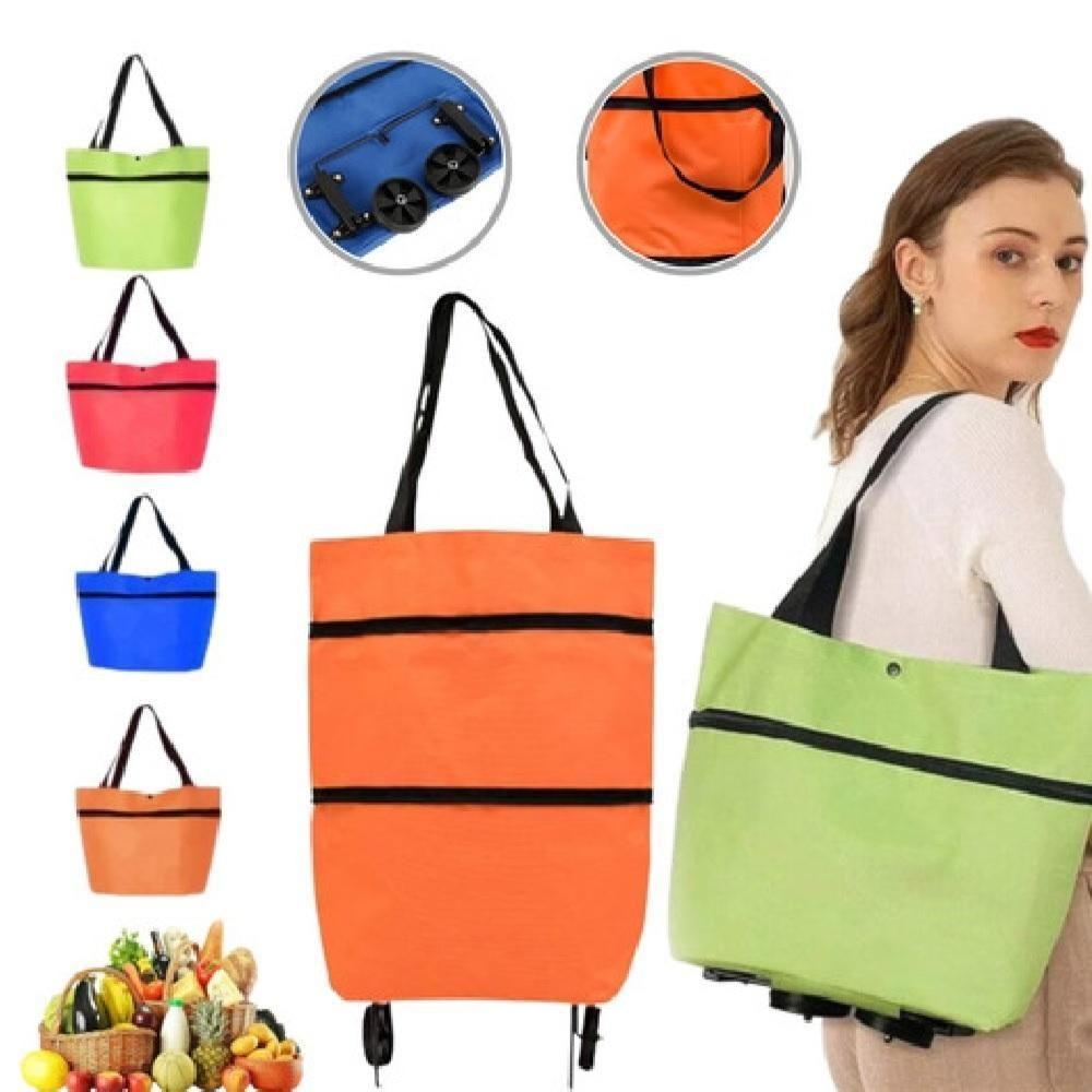 Carrinho De Compras Feira Bolsa Dobravel Sacola Expansivel Feira Mercado Rodinhas Compacta Multiuso - 2