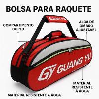 Raqueteira Mochila Tenis Esportiva Multiuso Bolsa Dupla Para Raquete Beach Badminton Bolsos E Alca Profissional Vermelha - 3