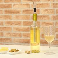 Kit Bastao Resfriador De Vinho E Bico Dosador Aerador Para Garrafa Decantador Em Inox Luxo - 3