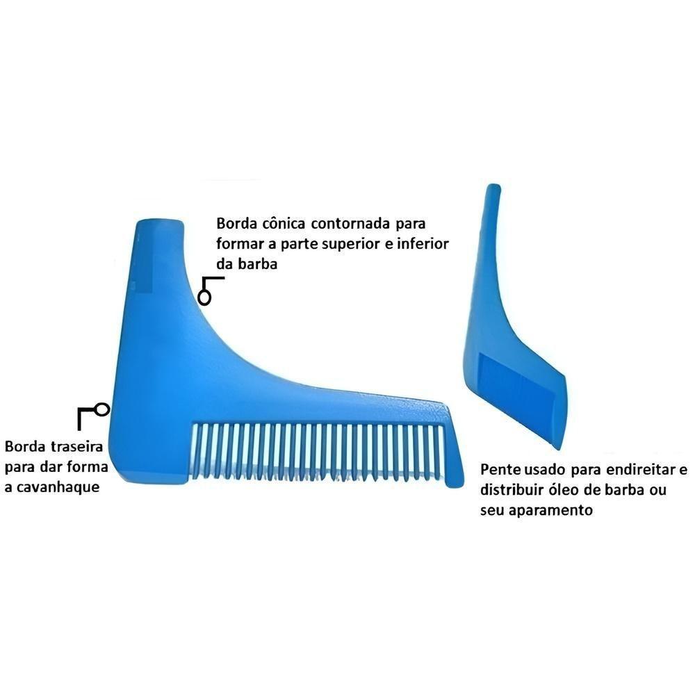Pente Modelador Aparador De Barba Bigode Pelos Barbeiro Barbearia Azul - 5