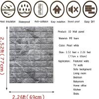 Placa Tijolinho De Parede Papel Painel 3d Tijolo Cinza Auto Adesivo 77x70cm Revestimento Espuma Autocolante - 5