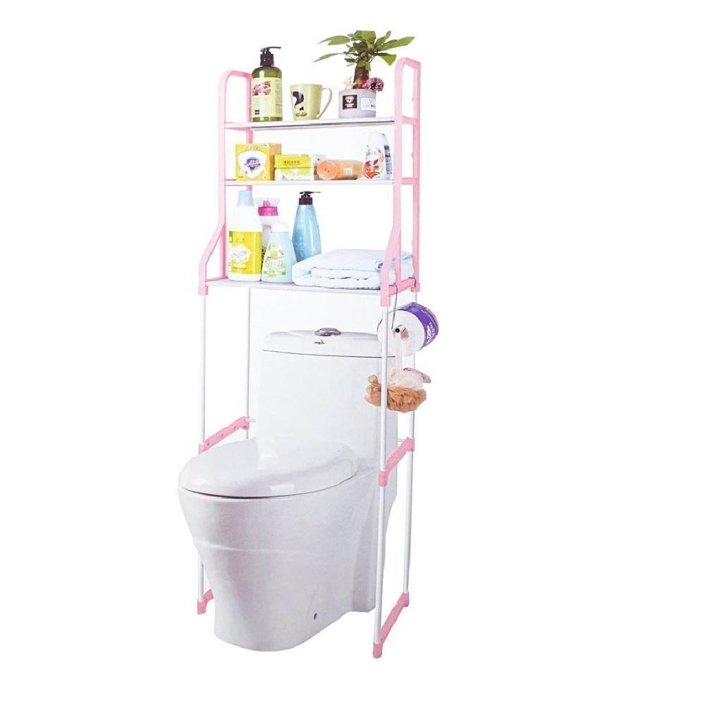 Estante Organizadora Para Banheiro Lavabo Lavanderia 3 Prateleiras Porta Toalhas Portatil Rosa - 4