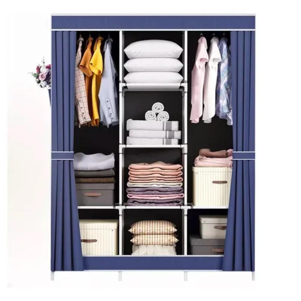 Guarda Roupa Armario Portatil Prateleiras Organizador Brinquedos Arara Cabideiro Sapatos Azul - 3