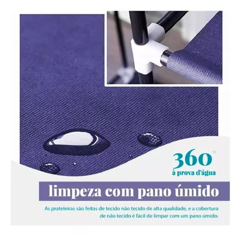 Guarda Roupa Armario Portatil Prateleiras Organizador Brinquedos Arara Cabideiro Sapatos Azul - 4