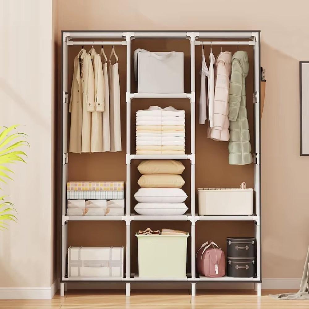 Guarda Roupa Armario Portatil Prateleiras Organizador Brinquedos Arara Cabideiro Sapatos Azul - 5