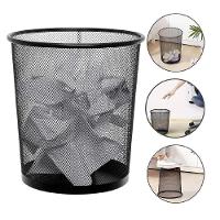 Lixeira Escritorio Cesto Redondo Metal Aramado Grande 12 Litros Telado Casa Quarto Multiuso Preto - 1