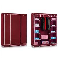 Guarda Roupa Cabideiro Portatil Prateleiras Dobravel Armario Arara Grande Organizador Vermelho - 3