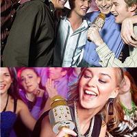 Microfone Karaoke Bluetooth Portatil Infantil Sem Fio Alto Falante Show Festa Escola Youtuber Dourado - 9