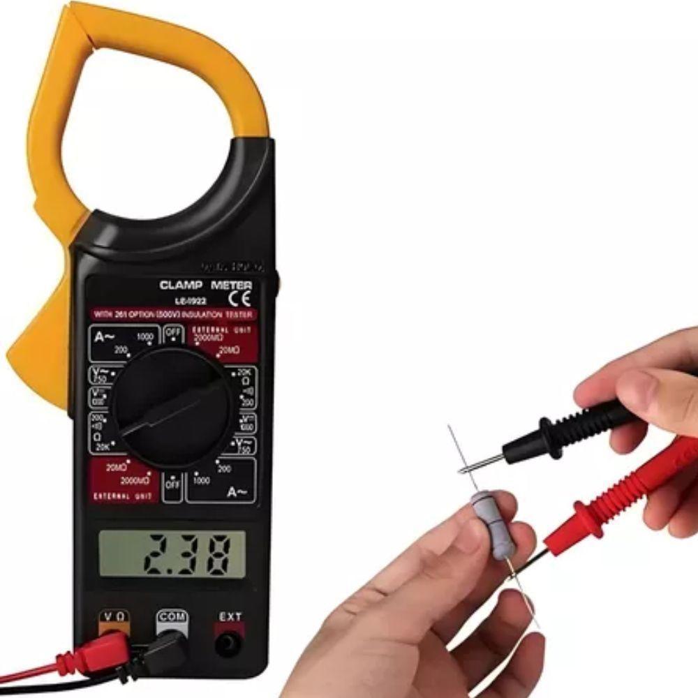 Alicate Amperimetro Digital Completo Com Estojo Protecao 750v 20a 200a Multimetro Hold Profissional - 8