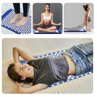 Tapete Terapeutico Acupuntura Massagem Yoga Almofada Travesseiro Relaxante Portatil Alivio Estresse Azul - 2