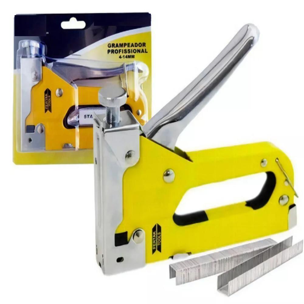 Kit Grampeador Pinador Tapeceiro Profissional 3 Em 1 Completo Metal Manual Alta Pressao Profissional Madeira Forro - 1