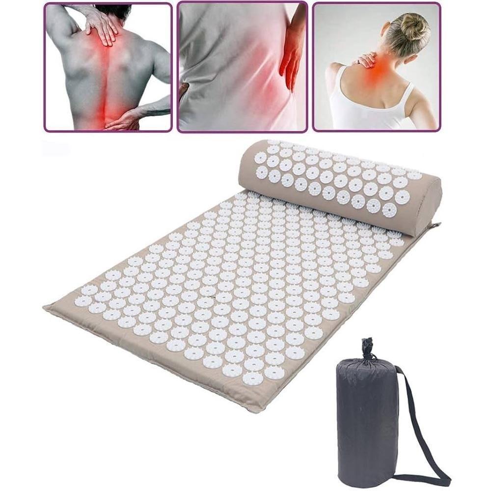 Tapete Colchonete Acupressão Travesseiro Acupuntura Yoga Massageador Zen Pillow Alivio Dores Relaxamento Cinza - 4