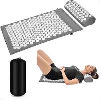Tapete Colchonete Acupressão Travesseiro Acupuntura Yoga Massageador Zen Pillow Alivio Dores Relaxamento Cinza - 1