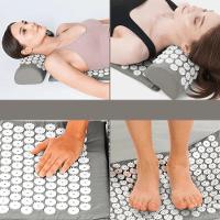 Tapete Colchonete Acupressão Travesseiro Acupuntura Yoga Massageador Zen Pillow Alivio Dores Relaxamento Cinza - 3