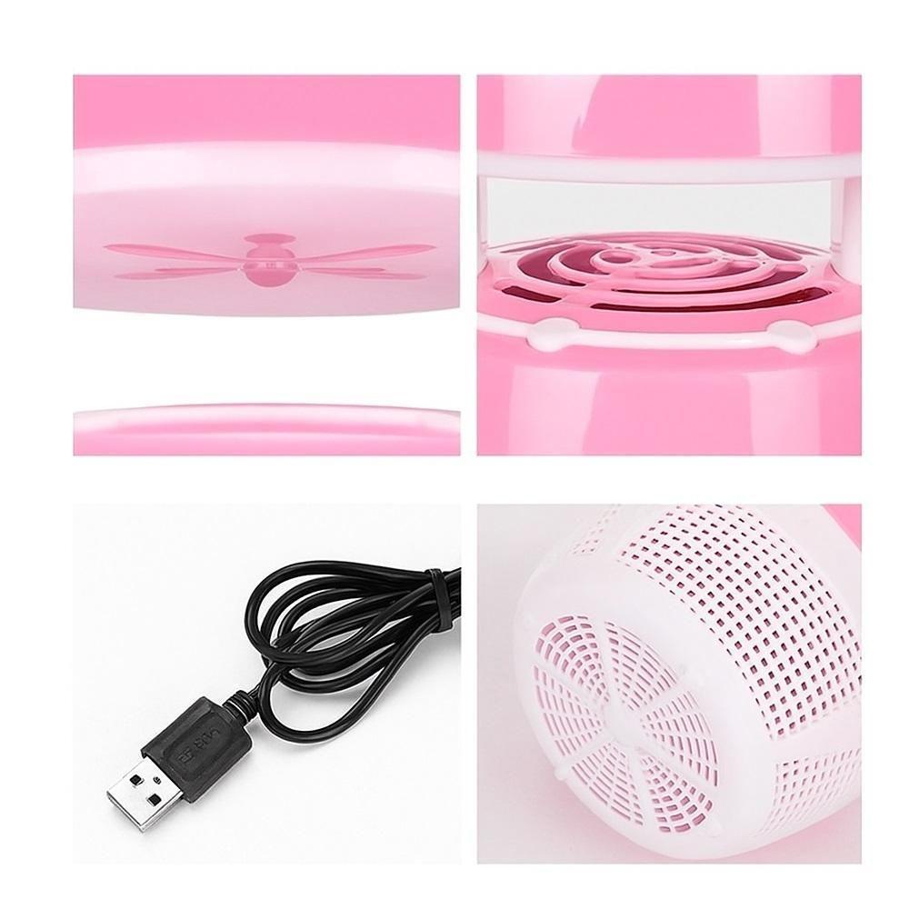 Armadilha Coletor Eletrico Pega Mosquitos Portatil Led Noturno Aspirador De Insetos Domestico Bivolt Rosa - 5