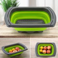 Escorredor Retratil Silicone Alca Ajustavel Massas Macarrao Legumes Frutas Pia Cozinha Multiuso Verde - 9