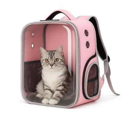 Bolsa Mochila Pet Visor Transparente Estilo Astronauta Cao Gato Viagem Ventilada Portatil Rosa